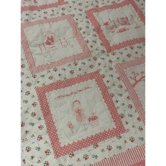 Riley Blake The Good Life Quilt, White-Pink, Blanket, Floral Design, Kids Room - Picture 5 of 8